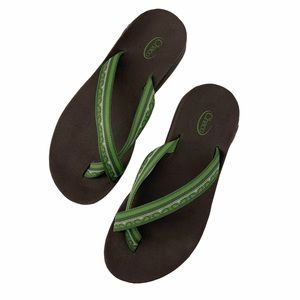 Women's Chaco Embroidered Green Thong Flip Flop